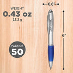 DISCOUNT PROMOS Personalized Ballpoint Pens With Rubber Grip, 50 pack Customizable Ergonomic Click-to-Write Custom Writing Pens for School with Black Ink, Blue