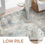 GENIMO Washable Area Rugs for Living Room, 10x14 Modern Non Slip Rugs, Low Pile Lightweight Soft Print Rug for Bedroom, Dining Room, Home Office, Washed Light Blue