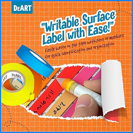 Colored Masking Tape Painters Tape 12 or 8 Pack 1 inch or 0.6 Inches for Arts & Crafts Labeling Coding Whiteboard Thin Paper Tape Craft Classroom School Supplies Wire Management Scrapbook Decoration