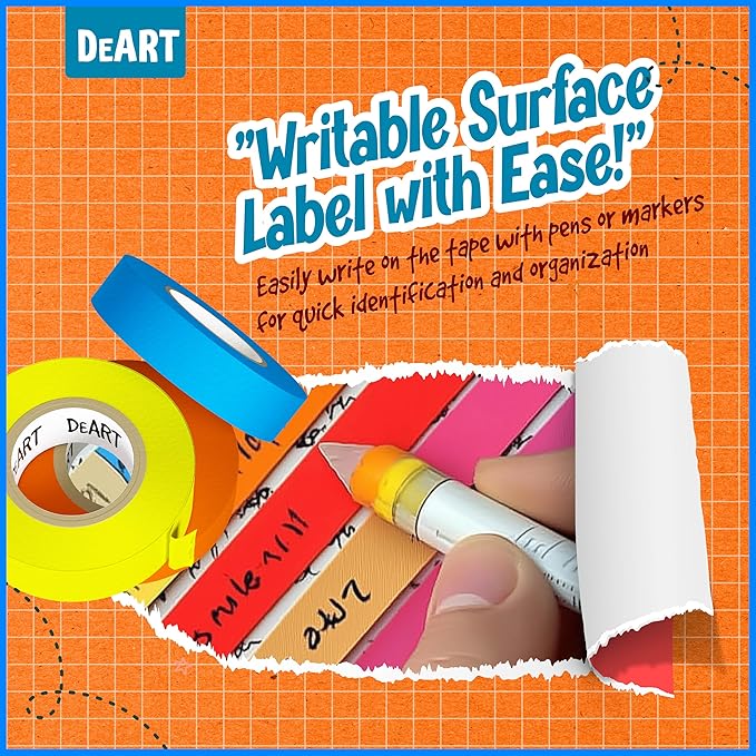 DEART 6 Pcs Colored Masking Tape, Extra Long 1008 Feet or 360 Feet x 1 Inch Painters Tape, Color Painter Tape for Arts & Crafts Labeling or Coding, Art Supplies (360 ft)