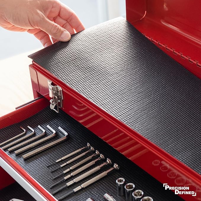 Precision Defined Professional Grade Tool Box Liner, 22 ft x 30", Black | Tool Box Drawer Liner, Shelf Liner Non Slip Mat, Thick Cabinet Shelf Liner, Toolbox Drawer Liner