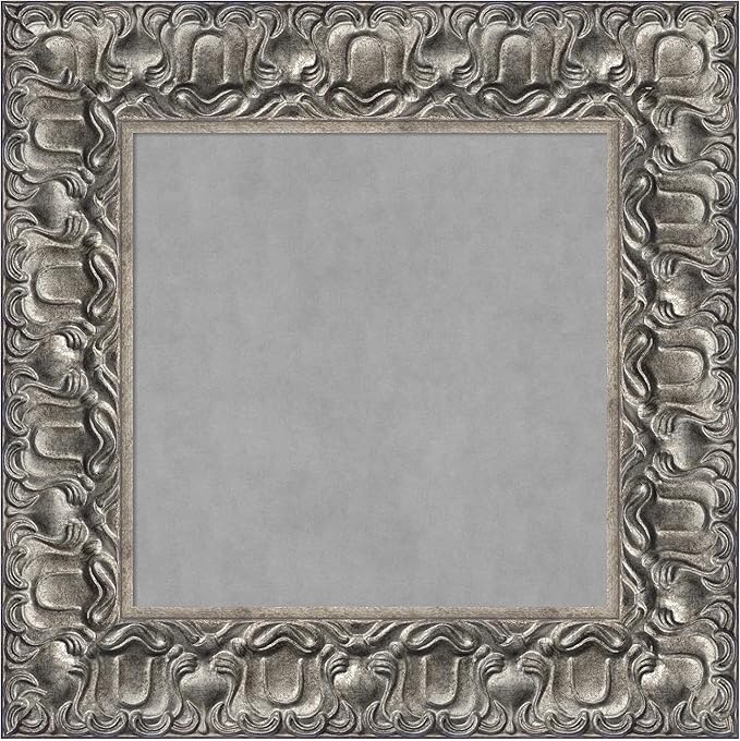 Amanti Art Silver Framed Magnetic Board 18x18 X-Small Vision Board for use with Magnets, 100% Metal Sheet to Display Items as Office Decor or for Home Organization in mudroom, Kitchen or Kids Room