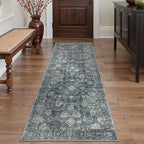 GENIMO Runner Rug 2x12 Non Slip Machine Washable Vintage Hallway Runner Rug, Low Pile Lightweight Rugs for Entryway, Hallway, Kitchen and Corridor, Ashen Taupe