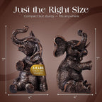 DURAGOODS Decorative Vintage Elephant Bookends with Non-Slip Padding for Shelves to Hold Books - Heavy Duty Resin Book Holders for Bookshelf Decor, Home, Office, Living Room – 4” L x 4” W x 7”H