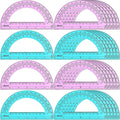 EBOOT 24 Pack Plastic Protractors Math Protractor 180 Degrees 6 Inch (Pink, Blue)