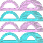 EBOOT 24 Pack Plastic Protractors Math Protractor 180 Degrees 6 Inch (Pink, Blue)