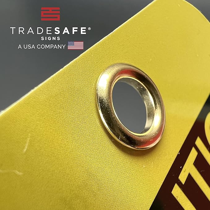 TRADESAFE Bilingual Out of Service Tags, Fuera de Servicio - 30 Yellow Caution Sign with 30 Cable Ties, Durable 32 mil Vinyl, Caution Tags for Equipment Repair or Service, Accident Prevention