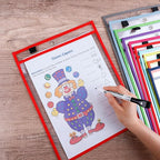 Antner 30 Packs Oversized Reusable Dry Erase Pocket Sleeves Clear Plastic Page Sleeves Sheet Protectors, 5 Assorted Colors 10x13" Ticket Document Holders, Shop Office School Teacher Classroom Supplies
