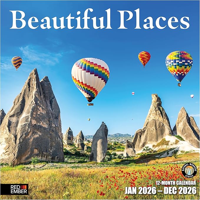RED EMBER Beautiful Places 2026 Wall Calendar 12 Month | 12" x 24" Open | Thick & Sturdy Paper | Holiday Gift | Travel Calendar 2026