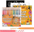 Grabie 12Colors Acrylic Gel Pens&Coloring Book, Medium Point Colored Gel Pens, Acrylic Gel Ink Pen Assorted Colored for Drawing, Note Taking, Bold&Bright Coloring Kit, Set of 12 (Summer Colors)