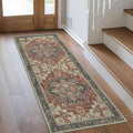GENIMO 2'6''x8 Runner Rugs for Hallway, Machine Washable Non Slip Vintage Rugs, Low Pile Lightweight Soft Print Rug for enrtyway, Corridor, Home Office, Kitchen, Bordeaux