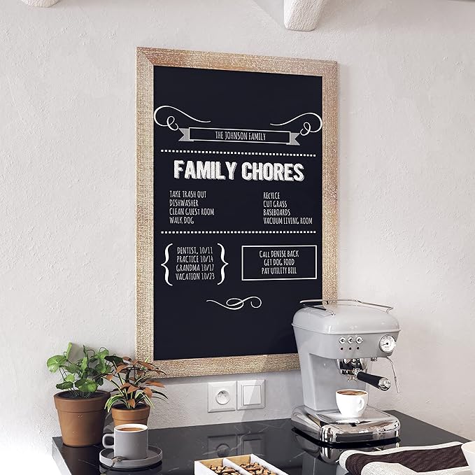 HBCY Creations 24" X 36" Weathered Lightwash Solid Wood Frame Wall Chalkboard, Magnetic Surface, Home Décor, Restaurant & Café Menus, Blackboard, Includes Chalk, Eraser & Hanging Hardware