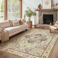 GENIMO 8x10 Area Rugs for Living Room, Machine Washable Non Slip Vintage Retro Rugs, Low Pile Lightweight Chenille Print Rug for Bedroom, Dining Room, Home Office,Floral Blossom