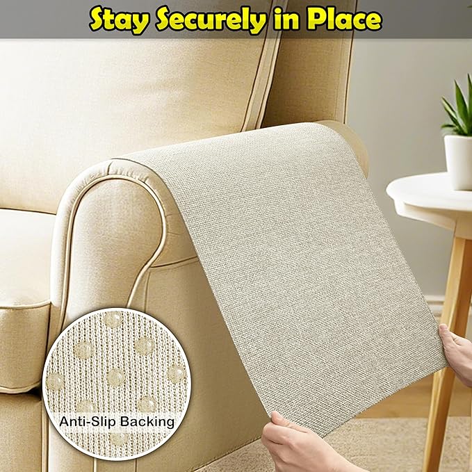 Couch Arm Covers, Waterproof Armrest Cover for Sofa, Armchair, Loveseat, Non-Slip Recliner Arm Cover, Sofa Arm Covers, Headrest Covers, Arm Chair Covers Set of 2 (Beige, 28"×24")