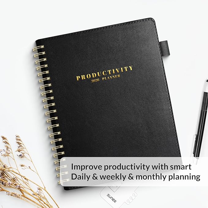 SUNEE 2026 Planner 8.5" x 11" – Dated Productivity Planner for Time Management - Daily,Weekly & Monthly Planner to Achieve Goals - Planner 2026 dated from January 2026 – December 2026,Black