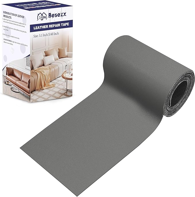 Leather Repair Patch Tape Kit, Self Adhesive Leather Repair for Furniture, Couch, Sofa, Car Seats,Office Chair,Vinyl Repair Kit.3.1inx60in