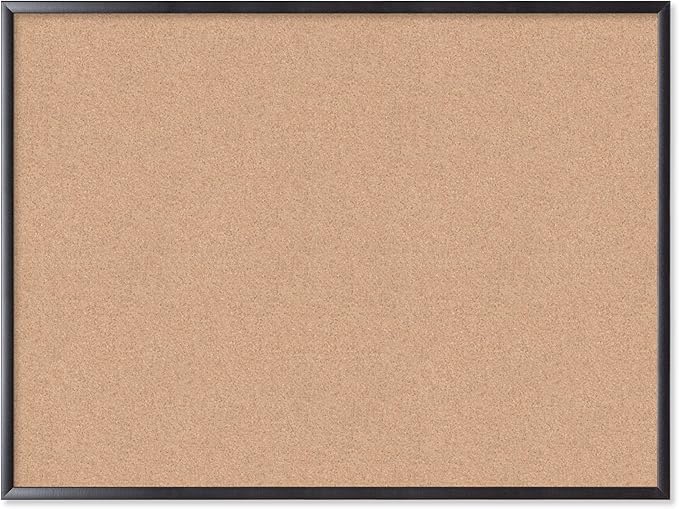 U Brands Cork Bulletin Board, 36" x 48" Inches, Black Wood Frame (2876U00-01)