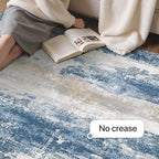 GENIMO No Crease Non Slip 8x10 Area Rugs for Living Room, Craft Woven Modern Abstract Rug, Soft Floor Carpet, Single-Piece Rugs for Bedroom, Dining Room, Office, Blue