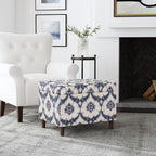 Spatial Order Home Decor | Dinah Collection Modern Storage Ottoman | Ottoman with Storage for Living Room & Bedroom(Blue Medallion Print)