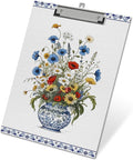 APIILVPQ Floral Clipboard, Vintage Blue Clipboards with Low Profile Clip for Office School Use, Chinoiserie Wooden Clip Boards for Nurses Teachers Students - A09