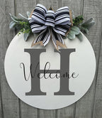 Wood front door sign Wood sign Home decor Welcome sign Sign for front door House warming gift Wedding gift (Personalized Welcome, 11" Width)