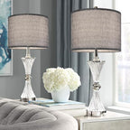Gray Drum Lamp Shades Medium 13" Top x 13" Bottom x 10" High (Spider) Traditional Lampshades for Table Lamp & Bedside Lamp - Assembly Required - Modern Lamp Shade By GO&SO