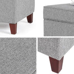 Asense 17 Inch Square Storage Ottoman,Small Foot Rest Stool for Couch, Linen Fabric Upholstered Footstool Cube for Entryway Bedroom Living Room, Light Grey