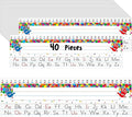 40 PCS Desk Nameplates, Waterproof Confetti Desk Name Tags with Alphabet, Number Line 1-30 Erasable and Reusable Traditional Manuscript Name Plate for Classroom School Student (12” x 3.5”)