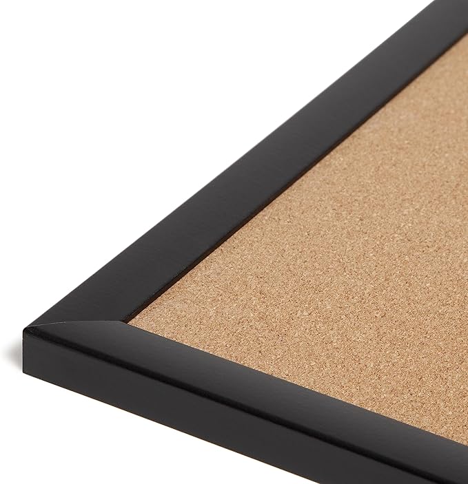 U Brands Cork Bulletin Board, 17" x 23", Black Wood Frame