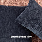 Amazon Basics Chenille Throw Pillow Covers, Home Decor Cushion Cover for Bedroom Living Room Couch Bed, 20" W × 20" L, Navy Blue