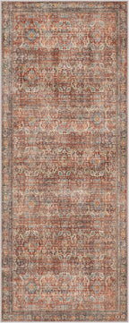 GENIMO 2x10 Runner Rugs for Hallway, Machine Washable Non Slip Vintage Rugs, Low Pile Lightweight Soft Print Rug for enrtyway, Corridor, Home Office, Kitchen, Terracotta Indigo