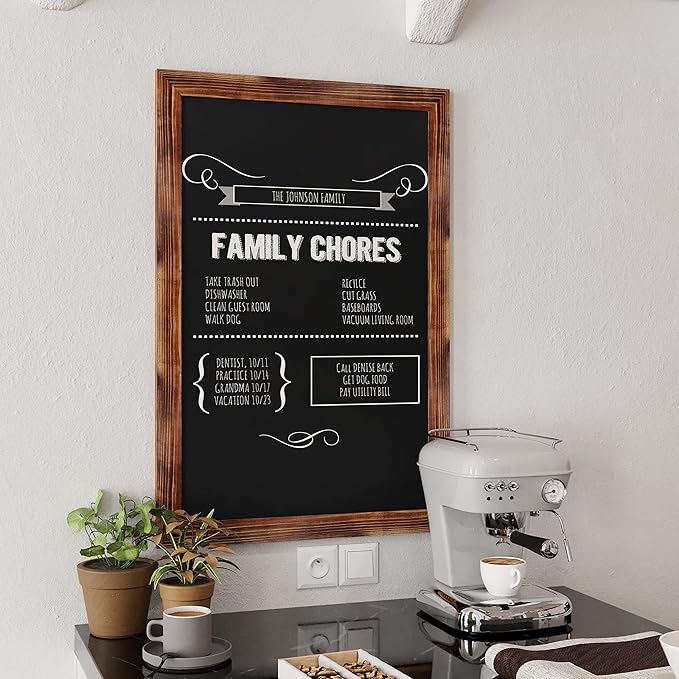 HBCY Creations Rustic Magnetic Wall Chalkboards (Torched Brown, 24 x 36 Inch)