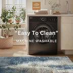 GENIMO Washable Area Rugs for Living Room, 9x12 Modern Non Slip Rugs, Low Pile Lightweight Soft Print Rug for Bedroom, Dining Room, Home Office, Washed Slate Blue