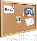Yunihome Cork Bulletin Board, 48x36 Inches Hanging Cork Board Wooden Framed with Pins for Wall, Dorm Room, Office, Home Decor – Natural Cork & Black Frame