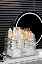 ZHIAI Stackable Organizer, Acrylic Cosmetic Organizer for Dresser, Vanity, Kitchen Cabinet, Bathroom, Under Sink, Home Organization and Storage (1 Top 5 Drawers)