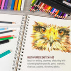 U.S. Art Supply 8"x10" Sketch Book Pad, 2 Pack (100 Sheets Each), 60lb (100gsm) Spiral Bound - Sketching, Drawing Pad, Acid-Free Paper - Sketch Pads for Adults, Students: Colored Pencils, Charcoal