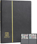 Stamp Albums 160 Pockets - Stockbooks with 30x197mm Sleeves, 10 Double Sided Black Page with Leatherette Padded Black Cover, Collection Storage Folder for Paper Money Postage Stamps AS0108BK