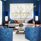 GO&SO Large Drum Lamp Shades Set of 2 Blue Velvet Lampshade 16"Top×16"Bottom×12"High(Spider) Modern Lamp Shades for Table Lamp & Bedside Lamps Replacement in Hand Crafted-Art Decor