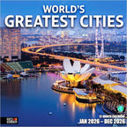 RED EMBER World's Greatest Cities 2026 Wall Calendar 12 Month | 12" x 24" Open | Thick & Sturdy Paper | Holiday Gift | Travel Calendar 2026