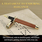 BEILUNER 316 Fountain Pen,Stunning Luxury Rosewood,24K Gilded Nib(Fine),Gorgeous 24K Gold Finish, Ink Converter,Nice Gift for Men&Women-Elegant,Executive,Christmas Pens for Writing