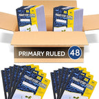 EPI 48 Pack Primary Ruled Composition Notebook Black - 200 Pages (100 Sheets), 9-3/4 x 7-½ - Classroom Back to School Supplies, Heavy Duty, Durable Hardcover Office Notebooks, Sewn