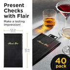 Gold Lion Gear Check Presenters for Restaurants Bulk 40 Pack - 5.5 x 10 Inch Double Side Check Presenter with Gold Thank You Imprint - Receipt Holder for Organized Payments - Black