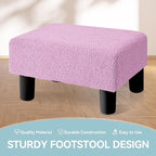 BRIAN & DANY Small Foot Stool Ottoman, Footstool with Legs, Teddy Velvet Foot Rest for Living Room, Bedroom and Office, Purple