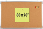 Cork Board Set for Wall - Bulletin Corkboard 30 x 20 in with 10 Thumb Tacks - Wall Hanging Message Memo Pin Board Tackboard Organizer for Home, Office, Desk and Cubicle (30x20 in)