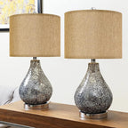 GO&SO Set of 2 Brown Medium Drum Lamp Shades 13" Top x 13" Bottom x 10" High (Spider) Farmhouse Lampshades for Table Lamp & Bedside Lamp - Handcrafted