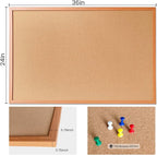 Cork Bulletin Board for Wall - 36” x 24” Bulletin Board Wall Mounted Wood Frame Message Board pin Board for School,Office and Home