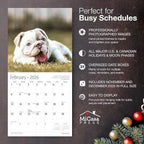 MICASA PRESS Bulldog Puppies 2026 Wall Calendar 12 Month | 12" x 24" Open | Thick & Sturdy Paper | Holiday Gift | Cute Puppy Dog Calendar 2026