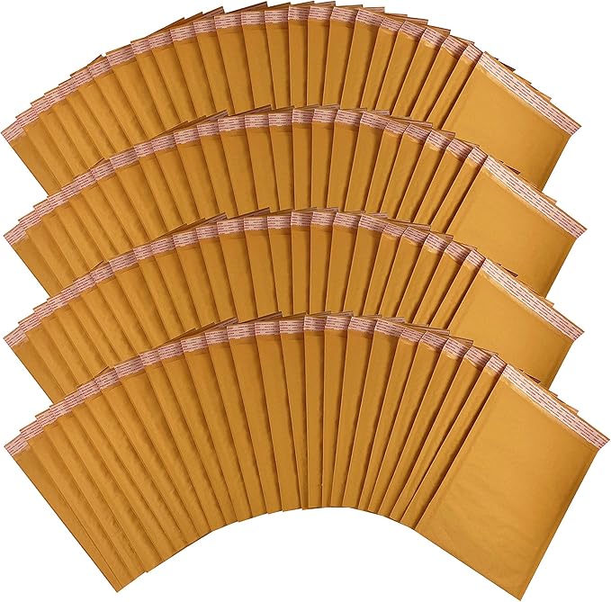 Amazon Basics Kraft Bubble Self-Seal Mailer, 8.5" x 14" (Internal Size - 8.25" x 13.75"), 100-Pack, Brown