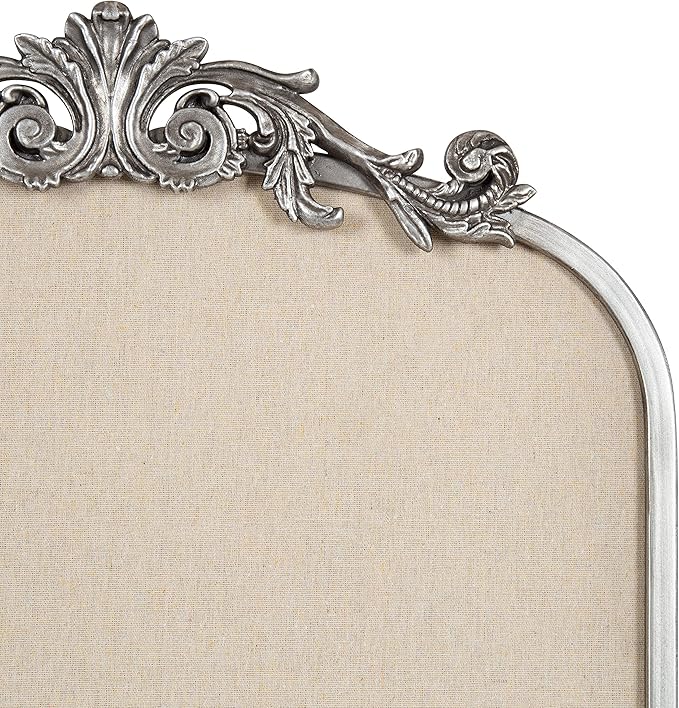 Kate and Laurel Arendahl Arch Pinboard; Silver; 19 x 31; Framed Arched Ornate Vintage Pinboard for Unique Display; Organization; and Decor Options