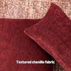 Amazon Basics Chenille Throw Pillow Covers, Home Decor Cushion Cover for Bedroom Living Room Couch Bed, 22" W × 22" L, Burgundy